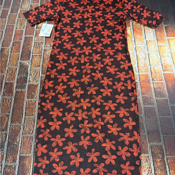 LuLaRoe Black and Orange Floral Mini Dress - Picture 7 of 7